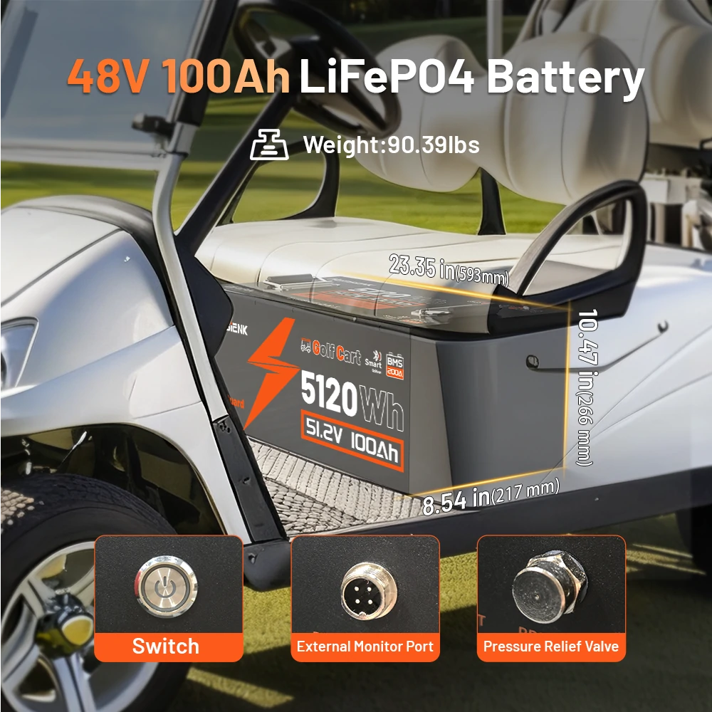 HumsienK_48V_100Ah_Golf_Cart_Bluetooth_LiFePO4_Battery_Compact_Size