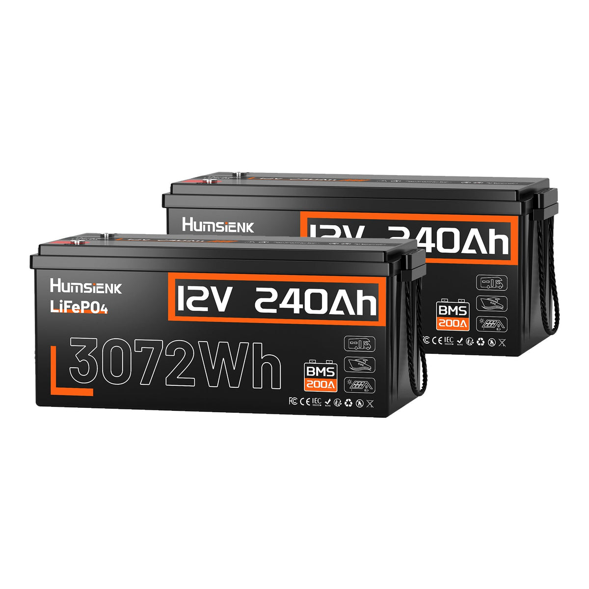 Humsienk 12V 240Ah LiFePO4 Batttery with 200A BMS