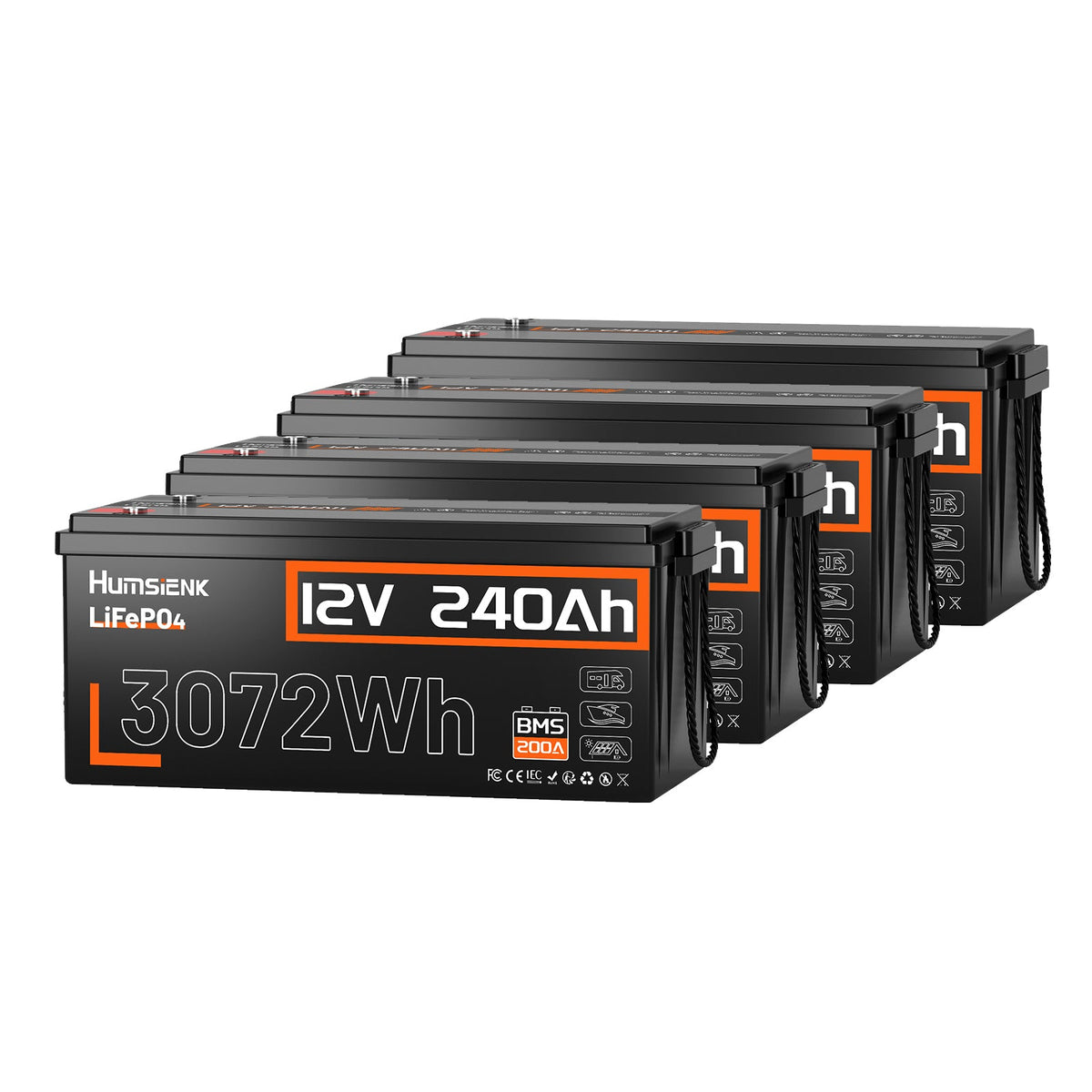 Humsienk 12V 240Ah LiFePO4 Batttery with 200A BMS