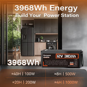 Humsienk 12V 310Ah LiFePO4 Battery with 100A BMS