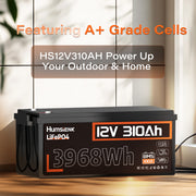 Humsienk 12V 310Ah LiFePO4 Battery with 100A BMS