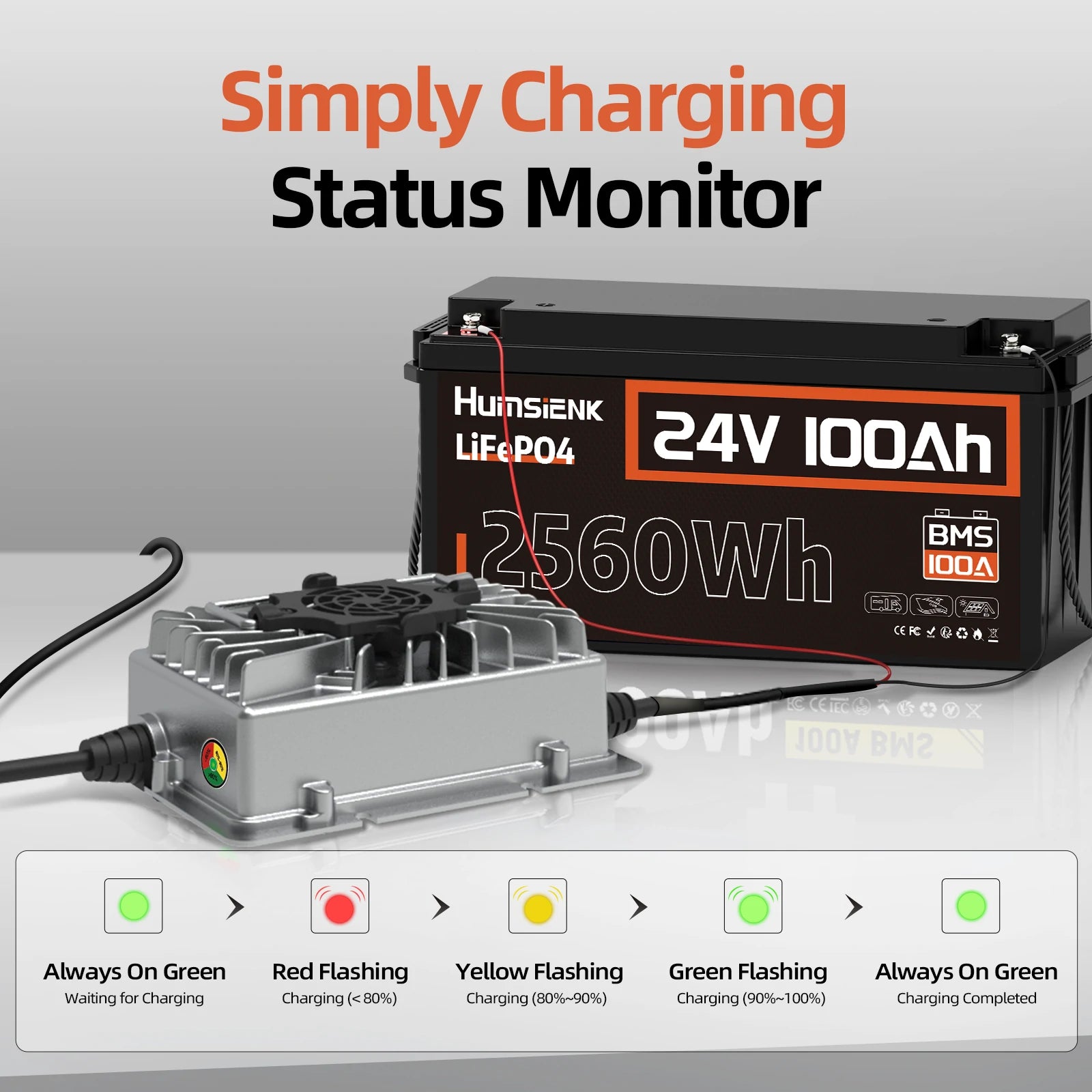 Humsienk 24V 15A LiFePO4 Battery Charger