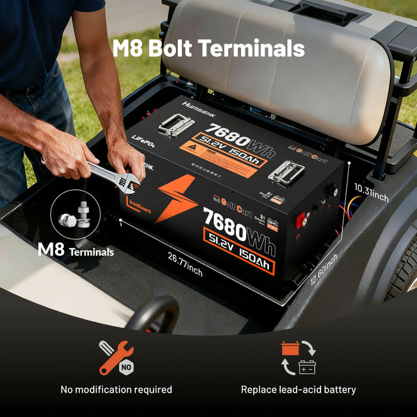 Humsienk 48V 150Ah Bluetooth Golf Cart LiFePO4 Battery
