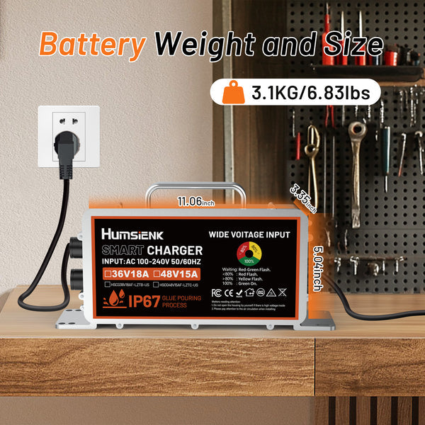 [Automatic 10% OFF] Humsienk 48V 15A LiFePO4 Battery Charger