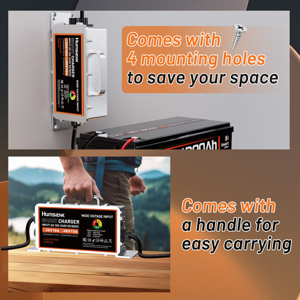 [Automatic 10% OFF] Humsienk 48V 15A LiFePO4 Battery Charger