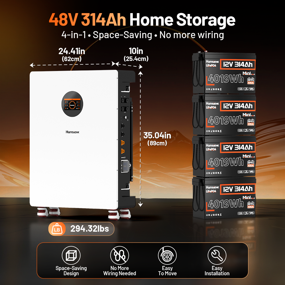 Humsienk 48V 314Ah Floor-stading Bluetooth LiFePO4 Battery