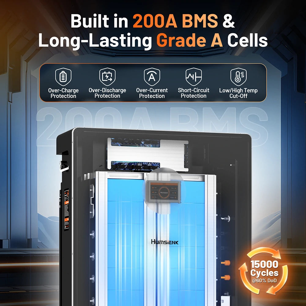 Humsienk 48V 314Ah Floor-stading Bluetooth LiFePO4 Battery