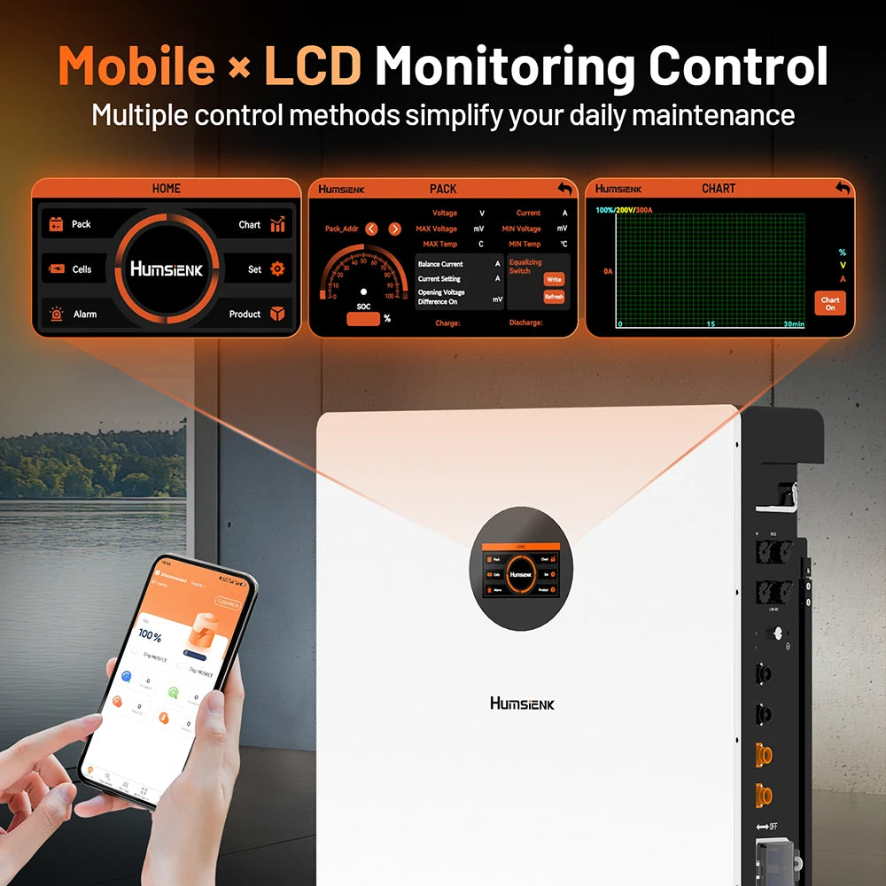 Humsienk 48V 314Ah Floor-stading Bluetooth LiFePO4 Battery