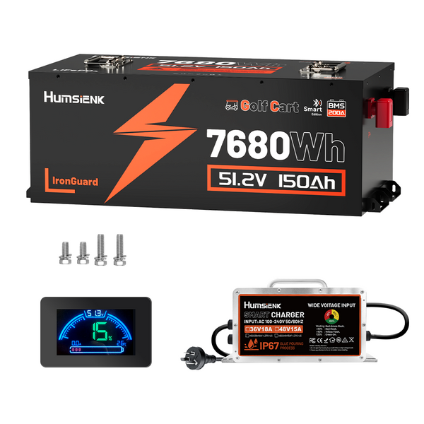 Humsienk 48V 150Ah Bluetooth Golf Cart LiFePO4 Battery